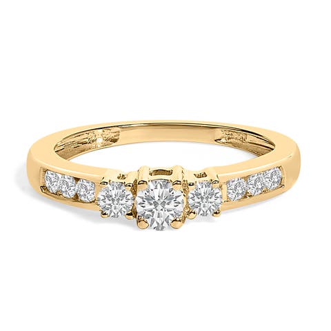 10K Gold 1/2 Cttw Diamond Three Stone Ring