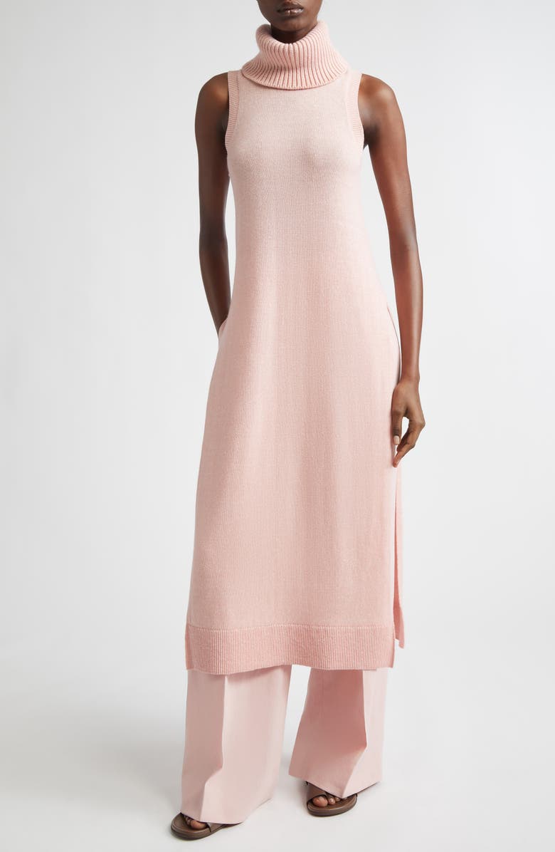 Michael Kors Collection Sleeveless Cashmere & Linen Turtleneck Tunic Sweater, Alternate, color, Quartz