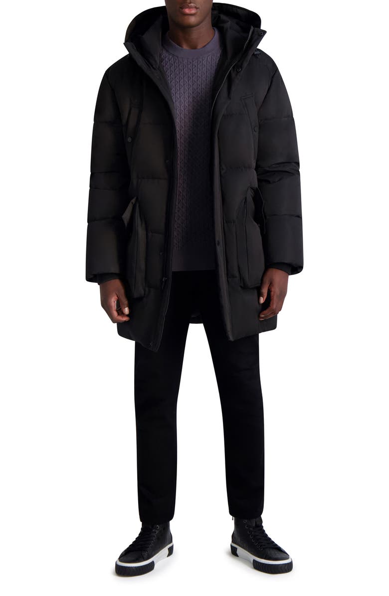 KARL LAGERFELD PARIS Quilted Down & Feather Fill Parka, Alternate, color, 