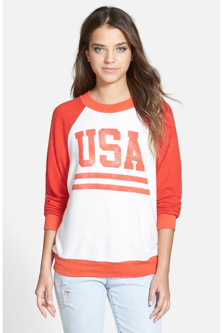'USA' Graphic Sweatshirt, Main, color, HOT LIPSTICK