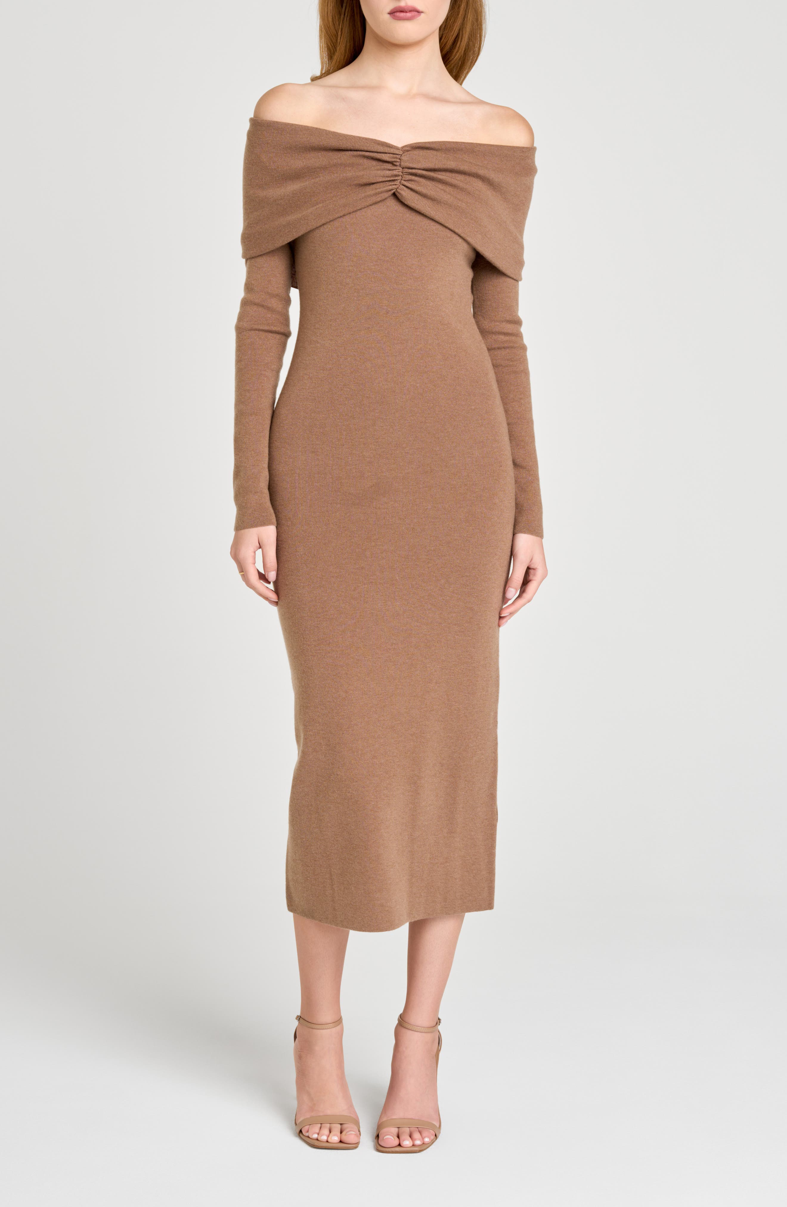 WAYF Alice Off the Shoulder Long Sleeve Knit Dress