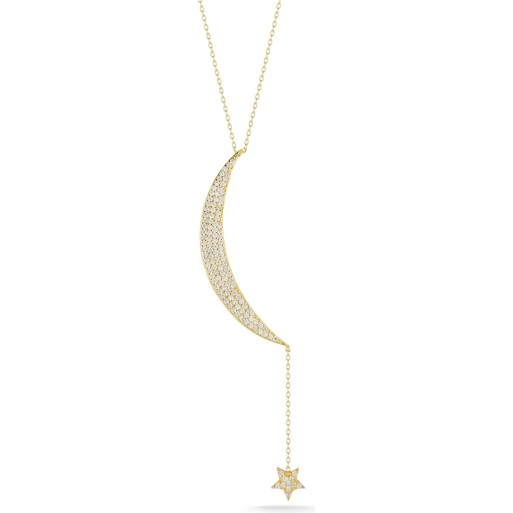 Sphera Milano 14k Gold Over Silver Moon & Star Pavé Necklace