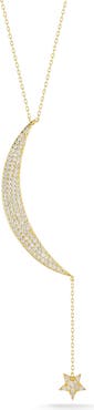 SPHERA MILANO 14k Gold Over Silver Moon & Star Pavé Necklace