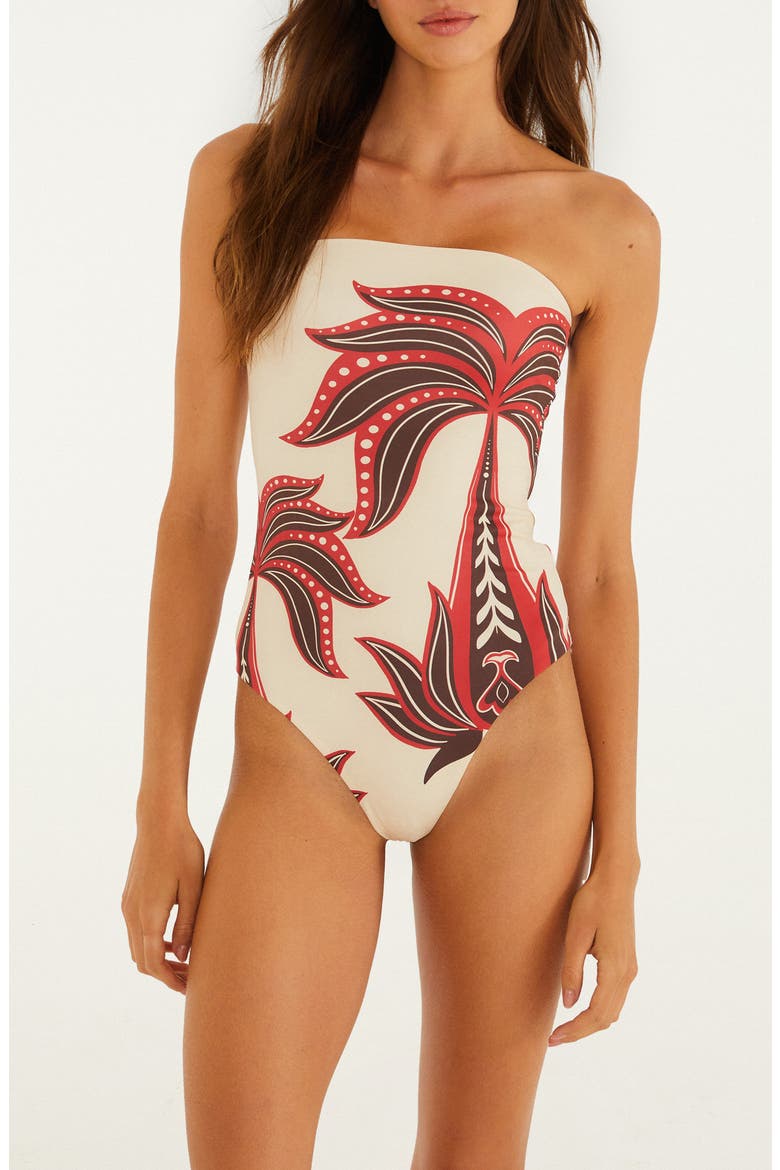 Ainika Garden Strapless One-Piece Swimsuit, Main, color, RED