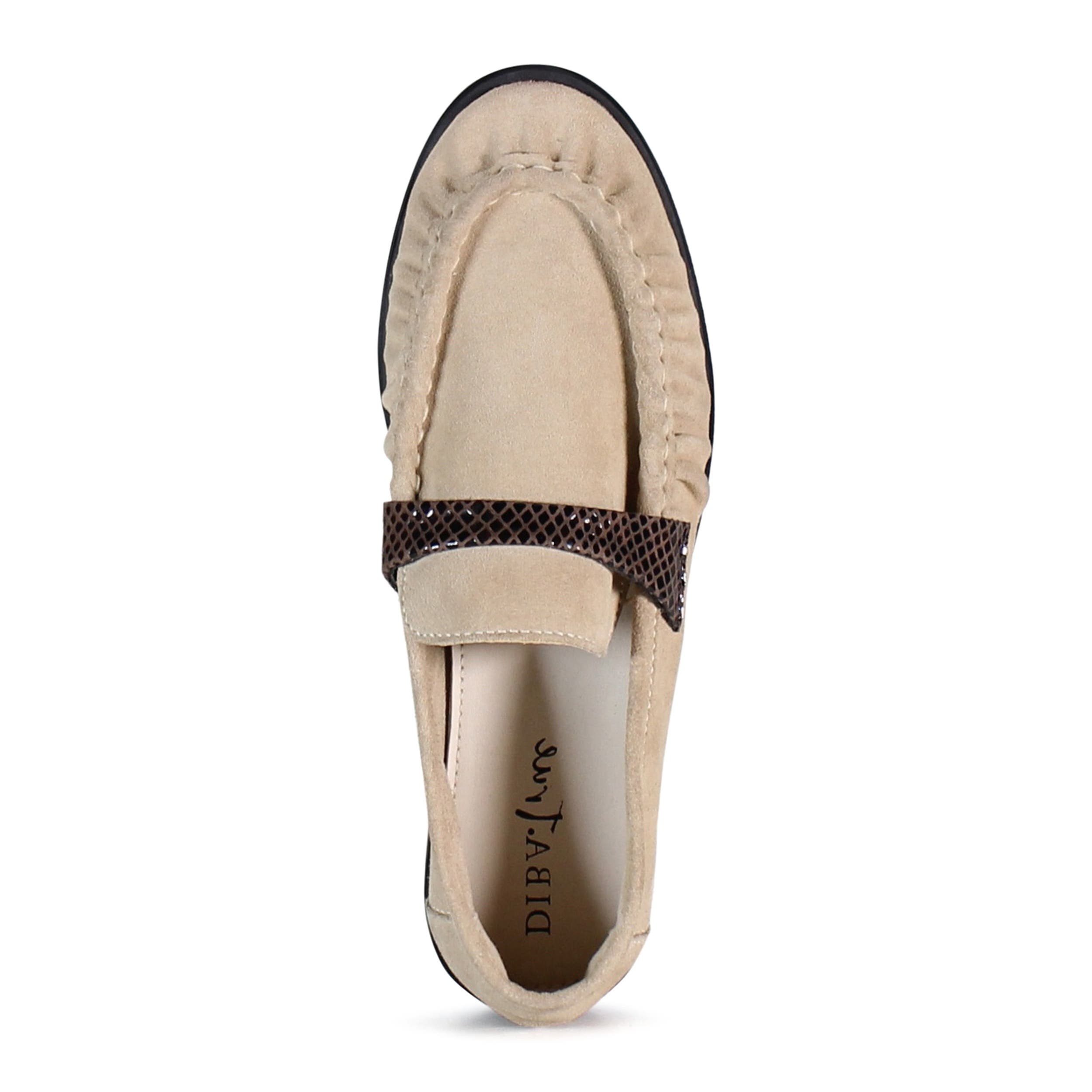 KNOT LESS Sleek Suede Penny Loafer, Alternate, color, Beige/Chocolate