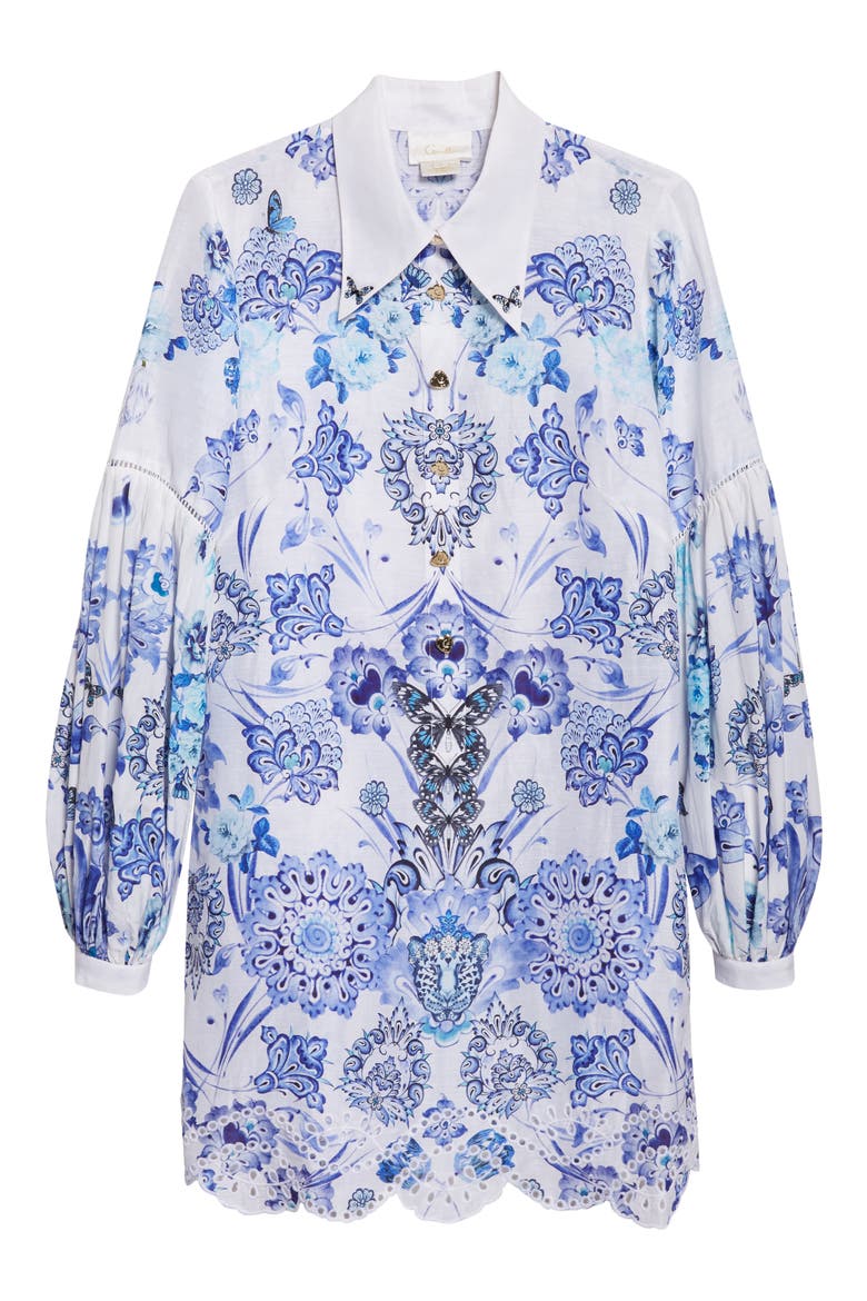 All About That Lace Long Sleeve Linen & Silk Shirtdress, Alternate, color, ALL ABOUT THAT LACE