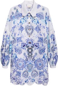 Camilla All About That Lace Long Sleeve Linen & Silk Shirtdress