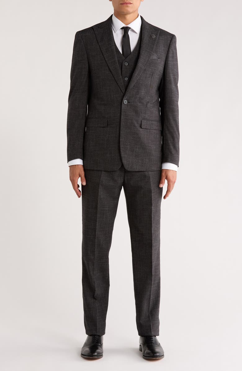 ZEGARIE Tattersall Mélange 3-Piece Suit, Main, color, Charcoal