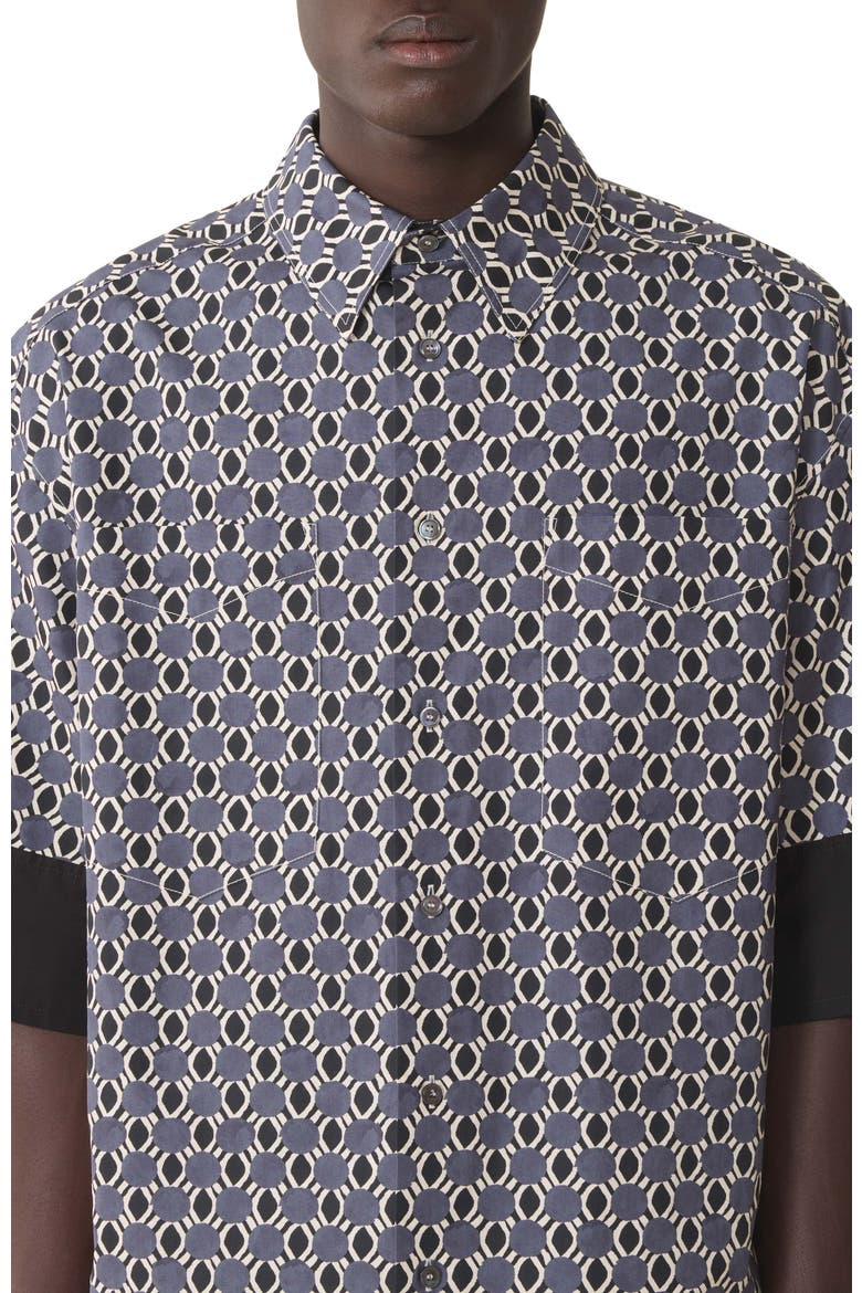 Loose-Fit Printed Cotton Shirt, Alternate, color, Storm/Black
