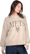 G-III 4HER BY CARL BANKS Women's G-III 4Her by Carl Banks Sand New York Mets Oversized Vet II Sweatshirt
