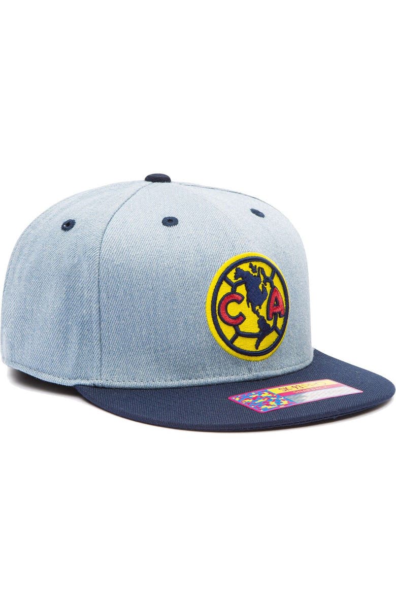 FAN INK Men's Denim/Navy Club America Nirvana Snapback Hat, Alternate, color, 