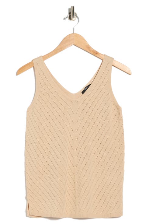 Double V-Neck Pointelle Sweater Tank