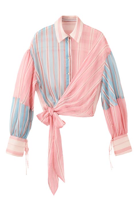Stripe Tie Hem Shirt