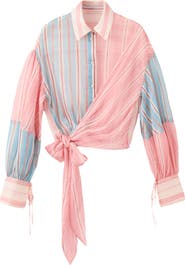 MANGO Stripe Tie Hem Shirt
