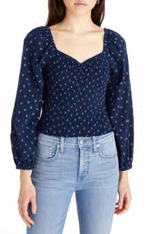 Madewell Lucille Balloon Sleeve Smocked Top