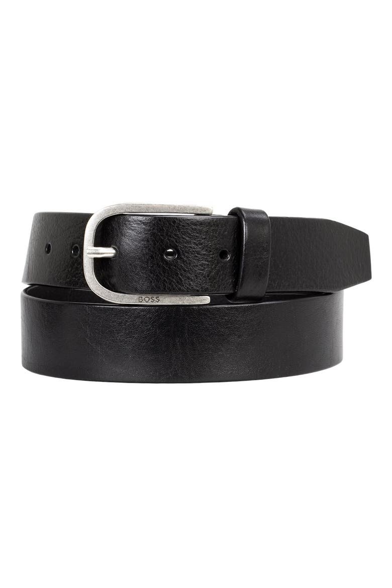 Kai Full Grain Leather Belt, Main, color, BLACK