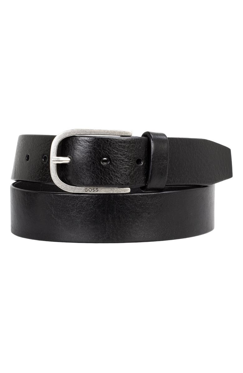 BOSS Kai Full Grain Leather Belt, Main, color, Black