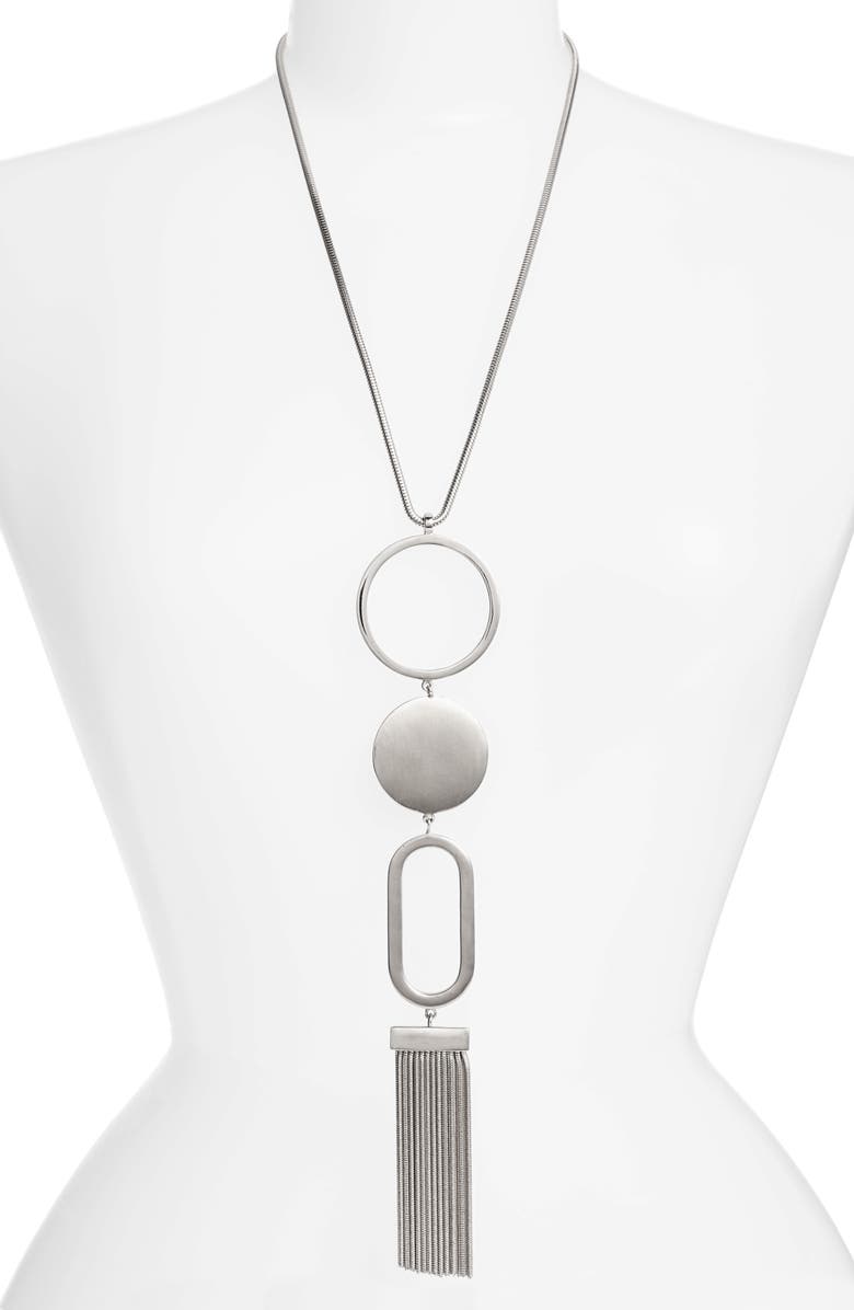 Halogen<sup>®</sup> Geo Tassel Statement Necklace, Main, color, 