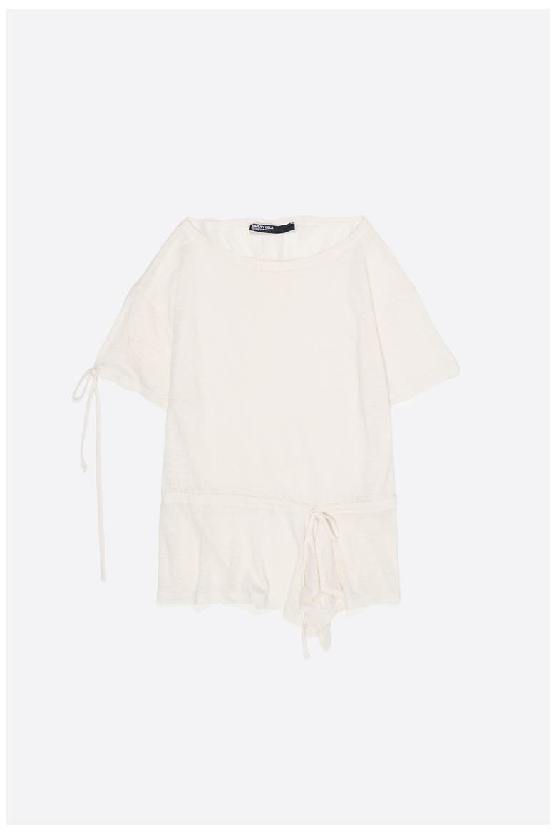Linen T-Shirt With Adjustable Waist, Alternate, color, IVORY