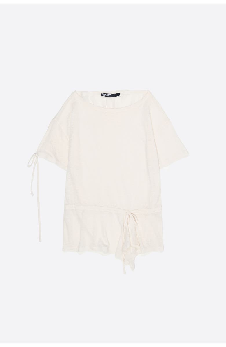 Bimba y Lola Linen T-Shirt With Adjustable Waist, Alternate, color, Ivory