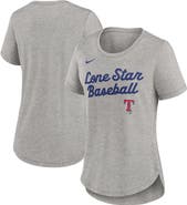 Nike Women's Nike Heather Gray Texas Rangers Script Tri-Blend T-Shirt