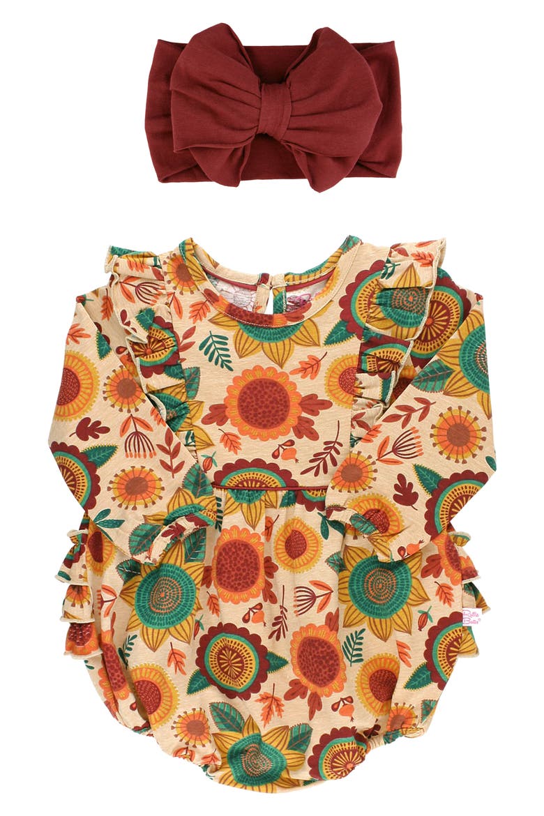 Autumn Bliss Bubble Romper & Headband Set, Main, color, ORANGE