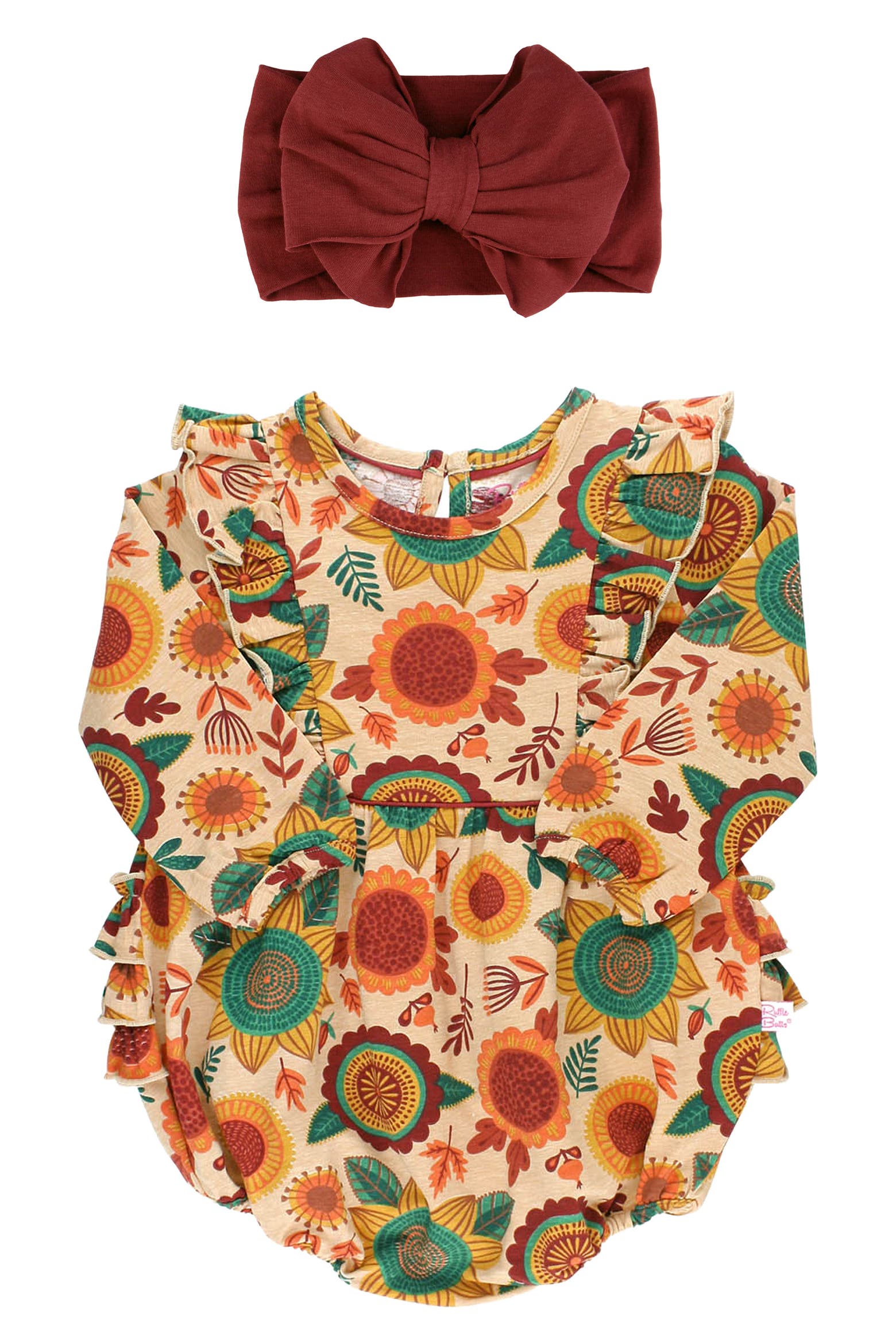 Roopmper RuffleButts Autumn Bliss Bubble Romper & Headband Set (Women) | Nordstrom