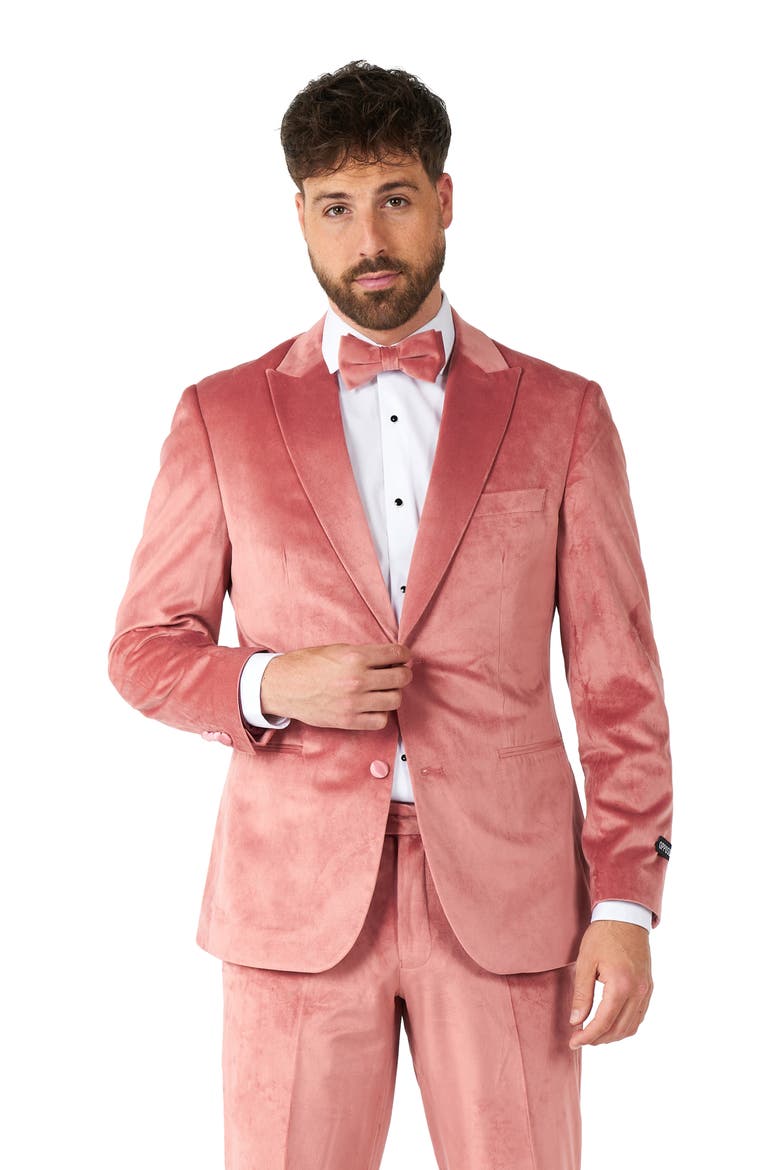 Vintage Pink Velvet Tuxedo & Bow Tie, Alternate, color, PINK