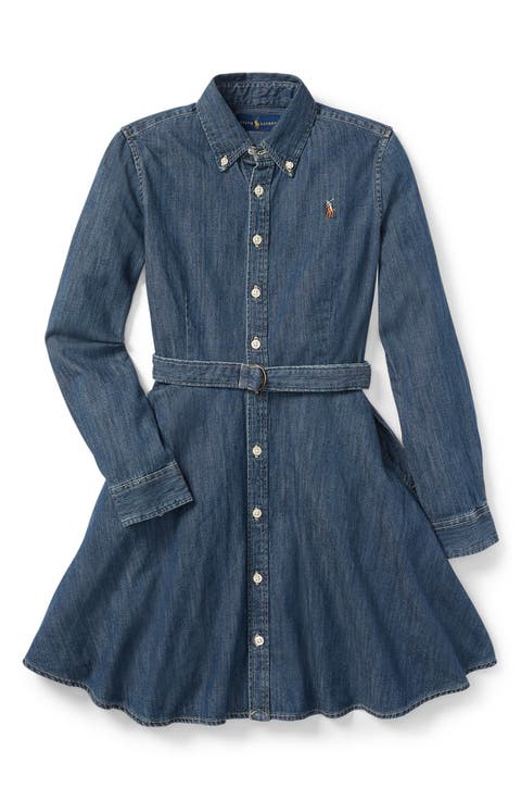Kids' Belted Denim Shirtdress (Big Kid)