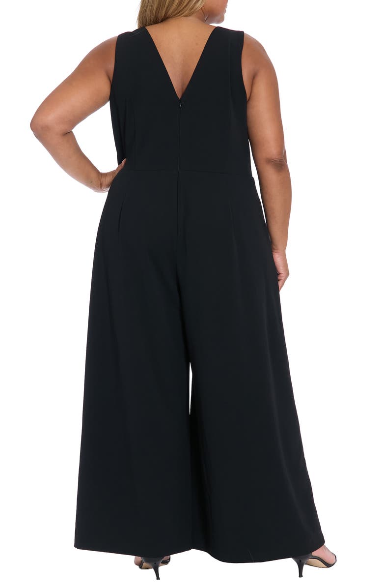 London Times Bow Front Sleeveless Jumpsuit, Alternate, color, Black/ Black