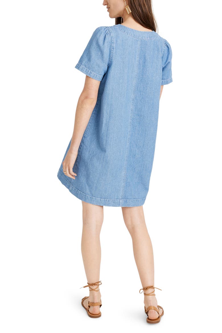 Denim Popover Swing Dress, Alternate, color, NEWSOM WASH