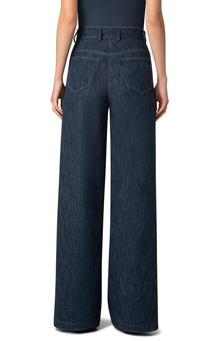 Akris punto Cooper High Waist Wide Leg Cotton & Wool Blend Jeans, Alternate, color, Black