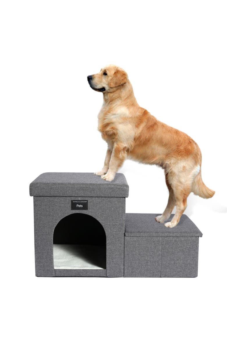 Ashfield & Harkness 2 Step Pet Stairs, Ladder for Cats or Small Dogs, Alternate, color, Gray