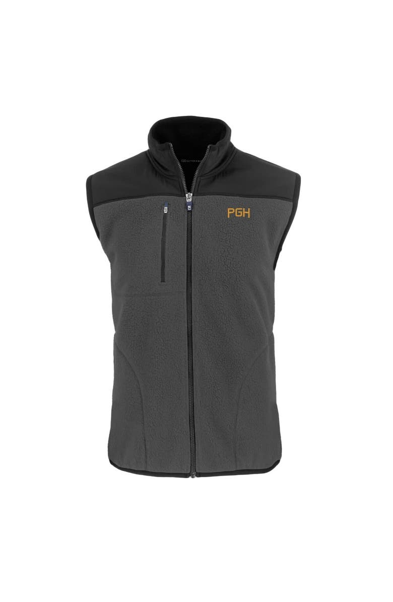 Cutter & Buck Men's Cutter & Buck Gray Pittsburgh Pirates City Connect Cascade Eco Sherpa Fleece Full-Zip Vest, Alternate, color, 