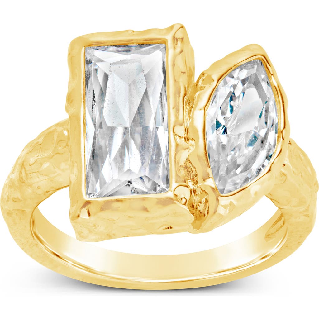 Sterling Forever 14k Plated Cz Tate Toi Et Moi Ring