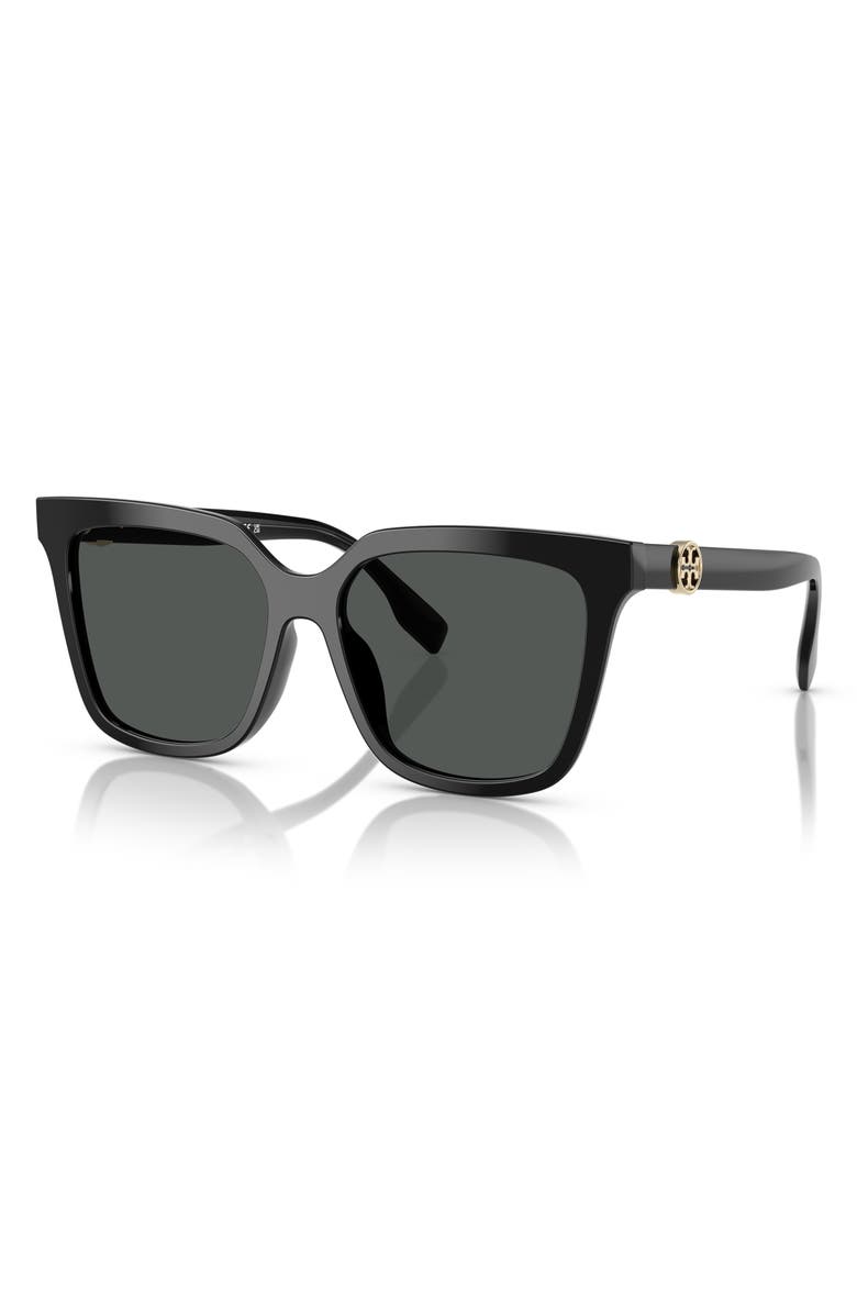 Tory Burch 56mm Square Sunglasses, Alternate, color, Black