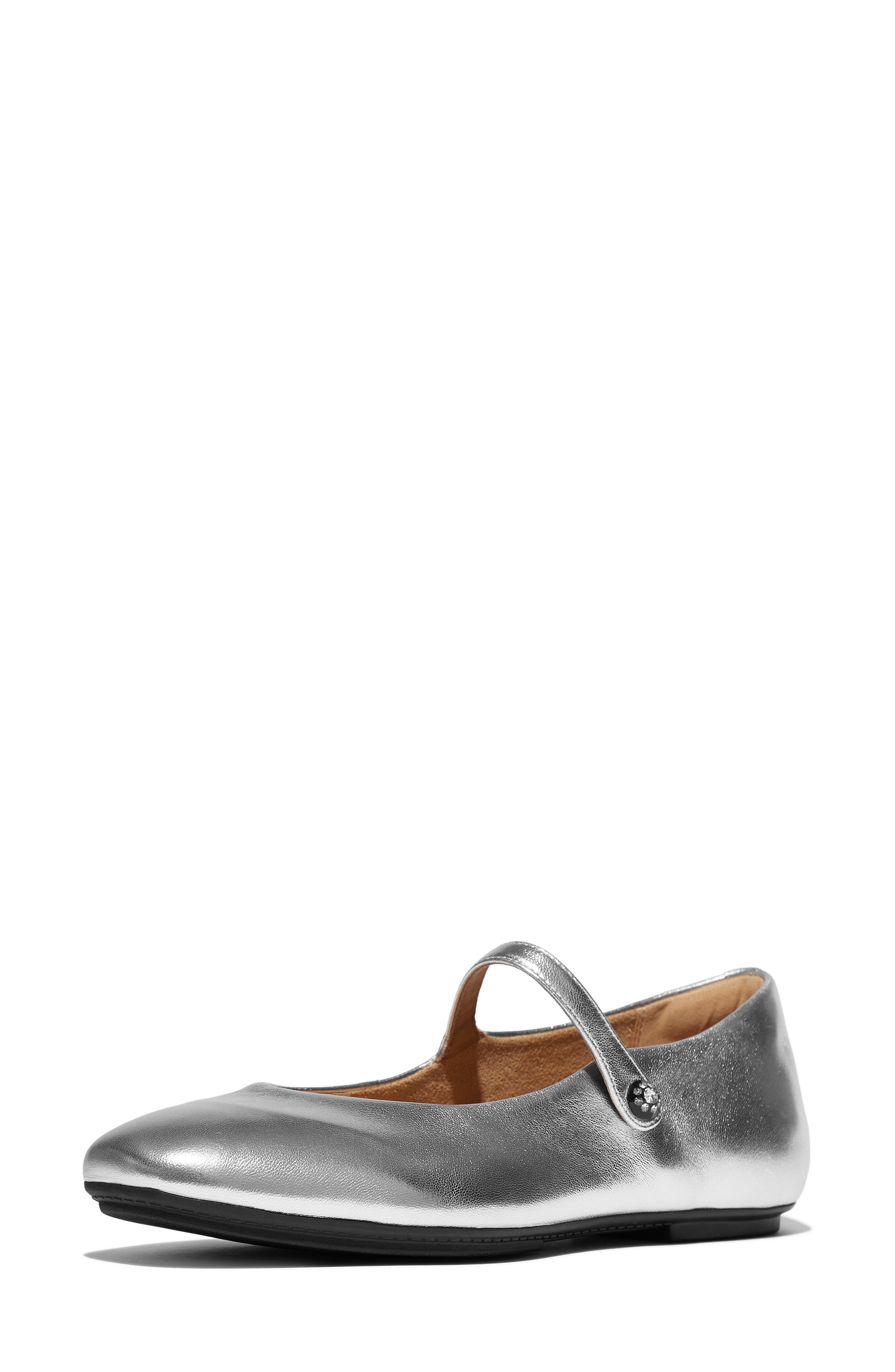 Delicato Mary Jane Flat, Alternate, color, SILVER