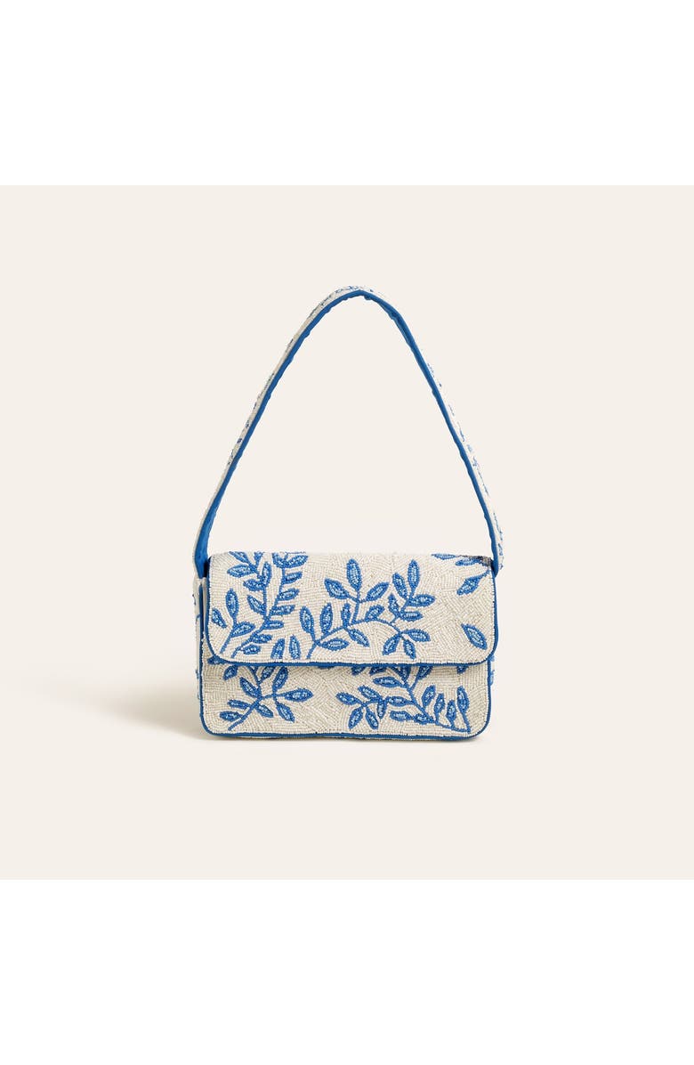 Zsa Zsa Zsu Delhi Beaded 100% Cotton Shoulder Bag 9X6.5 In, Main, color, Blue