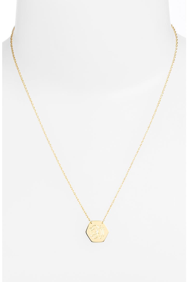Personalized Hexagon Pendant Necklace, Alternate, color, GOLD