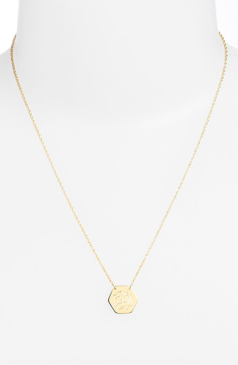 Jane Basch Designs Personalized Hexagon Pendant Necklace, Alternate, color,