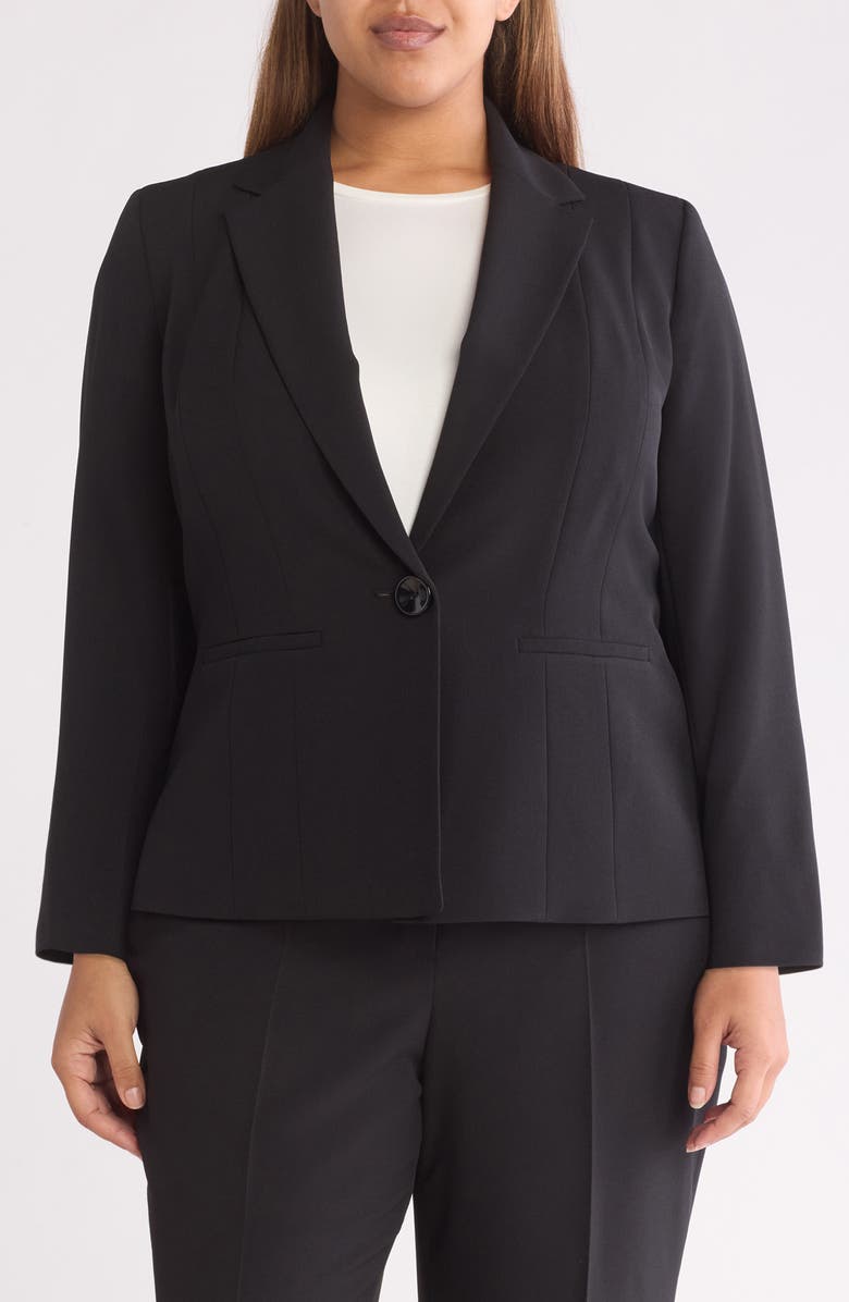 KASPER One Button Blazer, Main, color, Black