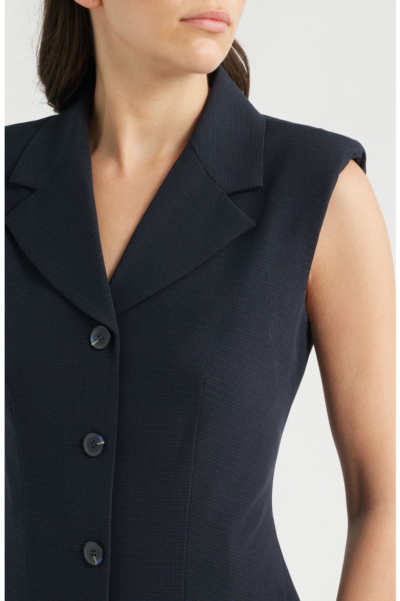 Pleat Detail Sleeveless Shirtdress, Alternate, color, NAVY