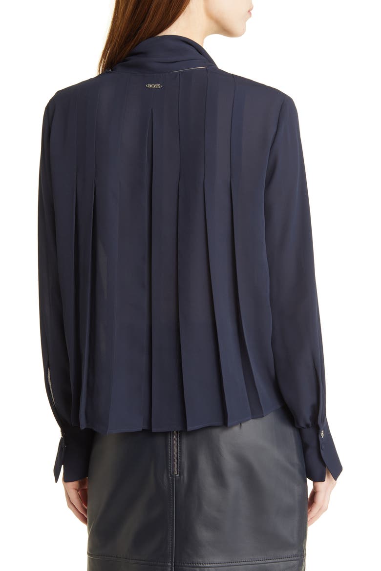 Bijulia Tie Neck Blouse, Alternate, color, SKY CAPTAIN