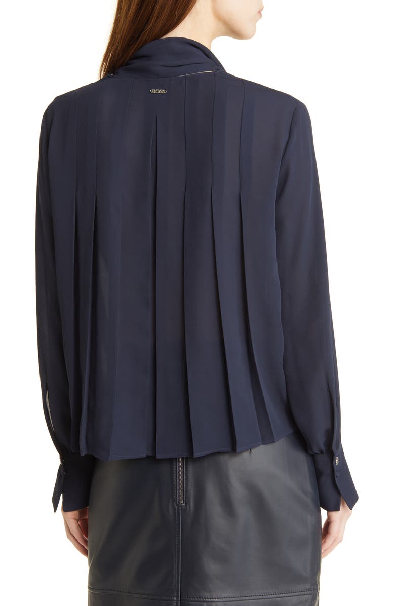 BOSS Bijulia Tie Neck Blouse, Alternate, color, 