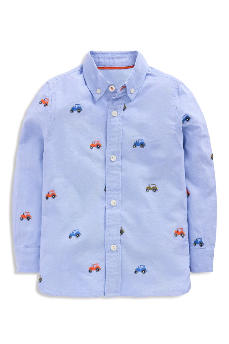 Kids' Embroidered Cotton Button-Down Shirt, Main, color, TRACTOR