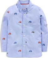 Mini Boden Kids' Embroidered Cotton Button-Down Shirt