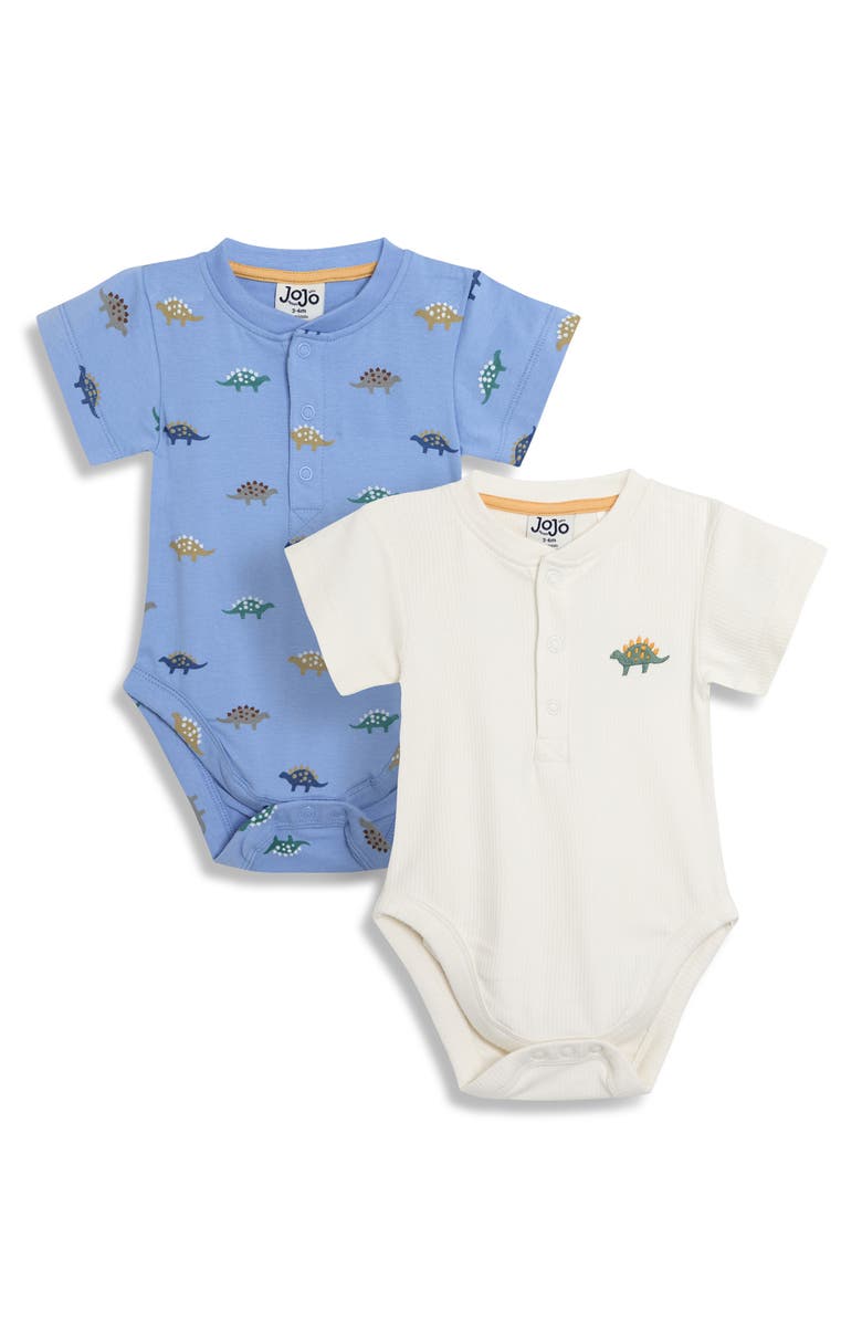JOJO MAMAN BEBE Set of 2 Stegosaurus Bodysuits, Main, color, Blue