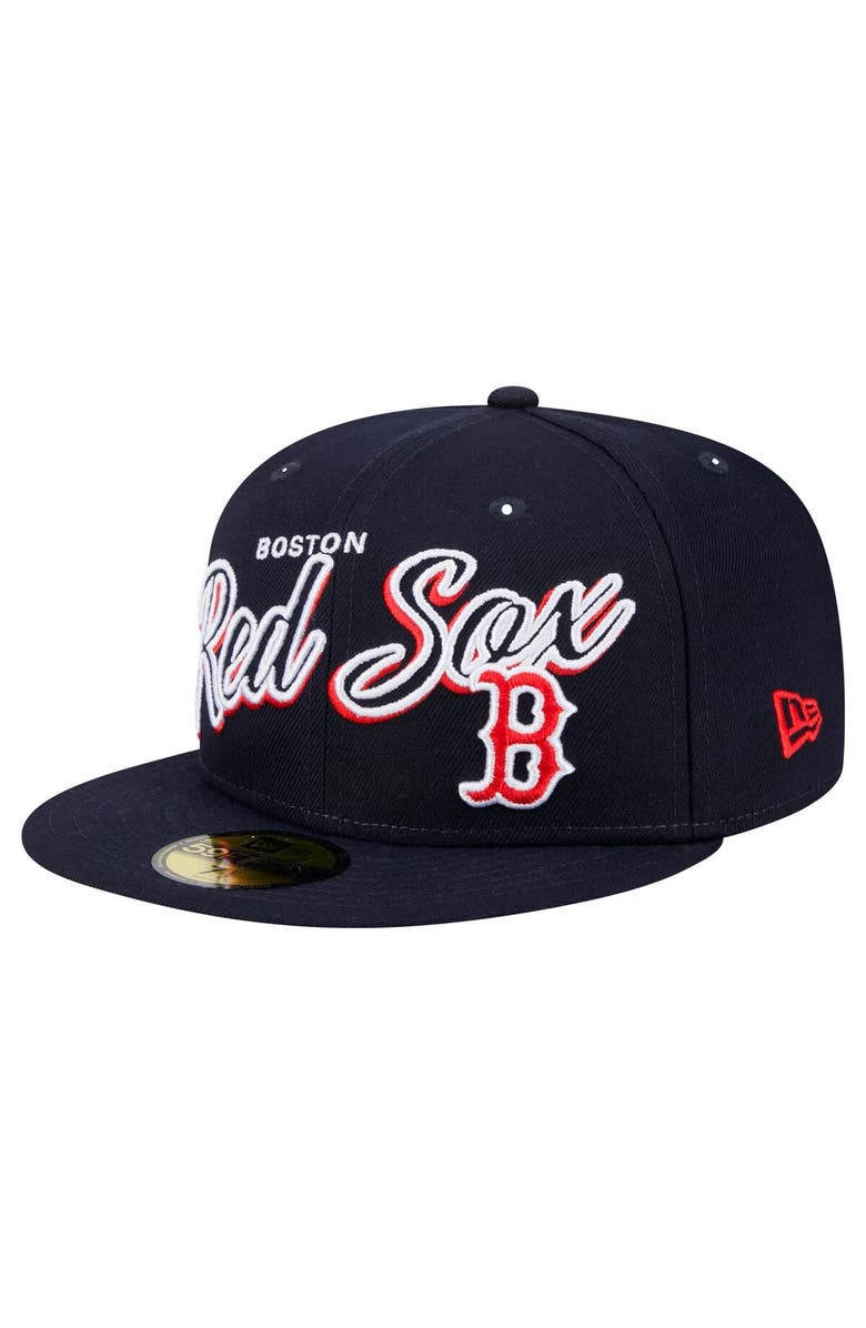 New Era Men's New Era Navy Boston Red Sox Script Sided 59FIFTY Fitted Hat, Alternate, color, Navy