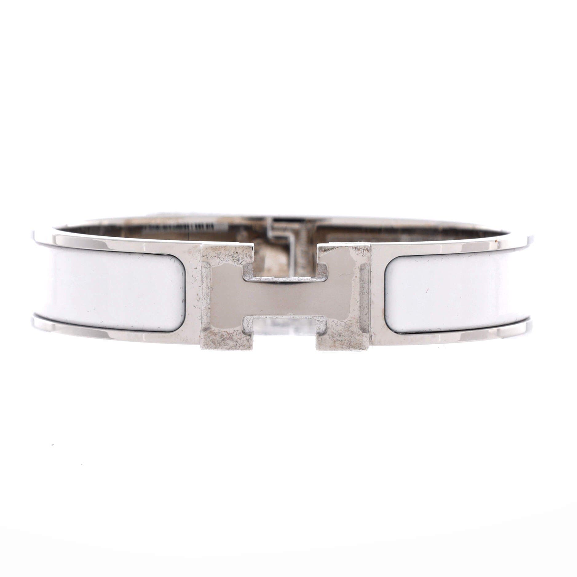 Clic H Bracelet Enamel Narrow, Main, color, White