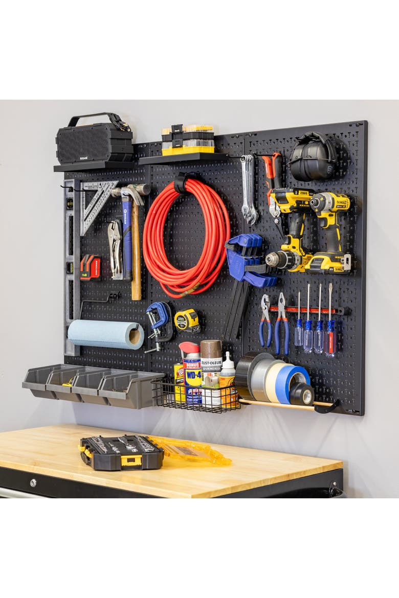 51" x 32" PRO Pegboard | 23 Attachments, Main, color, Black